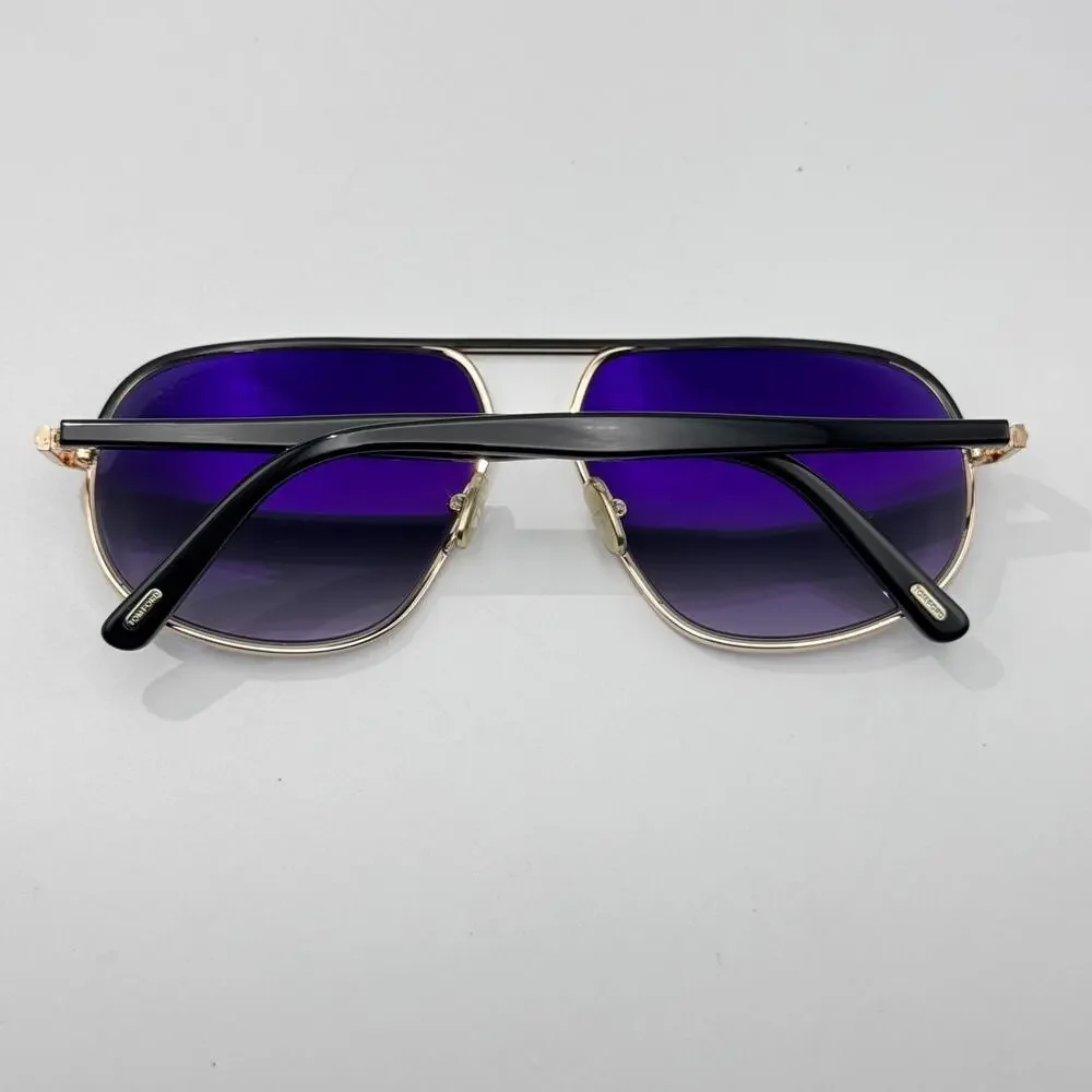 Tom Ford Sunglasses Maxwell TF1019 28B Black Gold Aviator Frame Gray Gradient